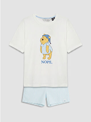 Açık Mavi Baskılı