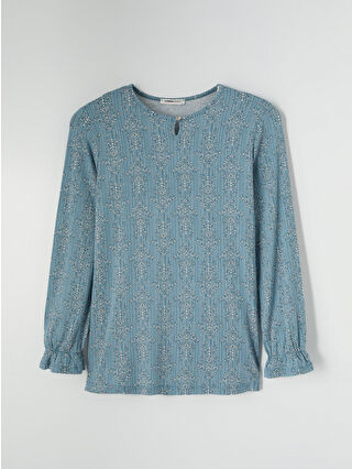 Açık Mavi Baskılı