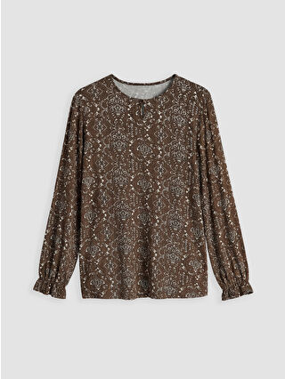 Koyu Kahverengi Baskılı