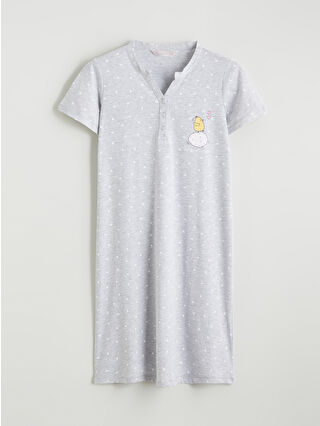 Grey Melange Printed