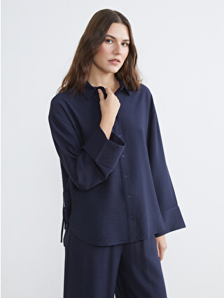 LCW Comfort Women's Shirt With Tie Detail - S6HQ51Z8-HEL | LC Waikiki