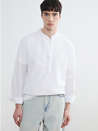XSIDE Regular Fit Grandad Collar Poplin Men's Basic Shirt