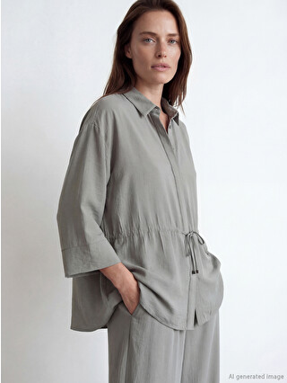 LCW Grace Ruched Crinkle Women's Shirt - S6I924Z8-CSW | LC Waikiki