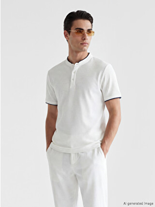 SOUTHBLUE Grandad Collar Jersey Men's T-Shirt - S6IE61Z8-R9J | LC