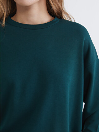 XSIDE Yeşil Bisiklet Yaka Soft Touch Kadın Sweatshirt - S6IO70Z8