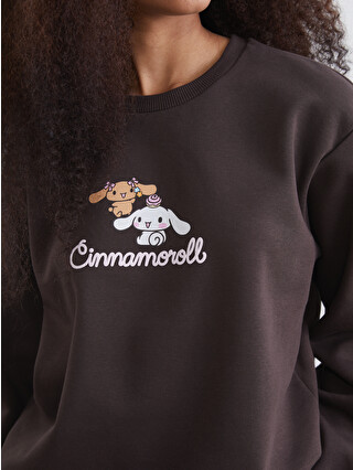 XSIDE Kahverengi Cinnamoroll Baskılı Oversize Kadın Sweatshirt