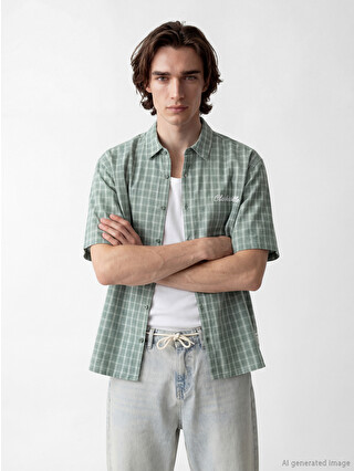 XSIDE Loose Fit Embroidered Men's Shirt - S6IV57Z8-LME | LC Waikiki