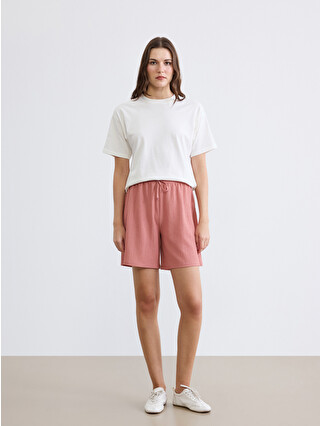 LCW Comfort Elastic Waist Textured Women's Shorts - S6IY79Z8-GPV