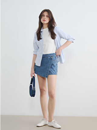 LCW Jeans High Waisted Women's Denim Overlay Shorts - S6J335Z8-507