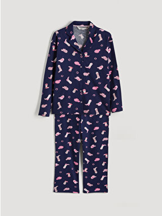 Açık Lacivert Baskılı