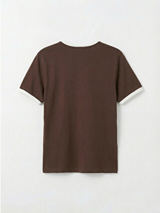ローヘンlohen HALF SLEEVE T—SHIRT ブラウン XSIDE Kahverengi Bisiklet Yaka Brooklyn Baskılı Erkek Tişört