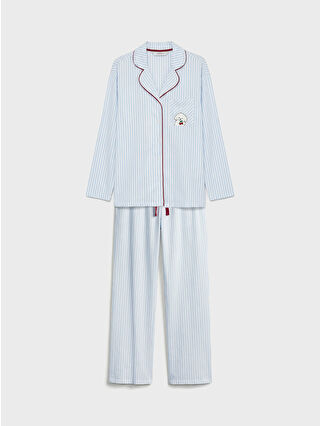 Açık Mavi Baskılı