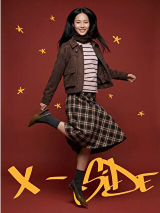 XSIDE Plaid A-line Skirt With A Zippered Waist - S6JO69Z8-D2N | LC