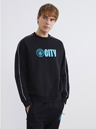 XSIDE ACTIVE Siyah Bisiklet Yaka Manchester City Baskılı Erkek