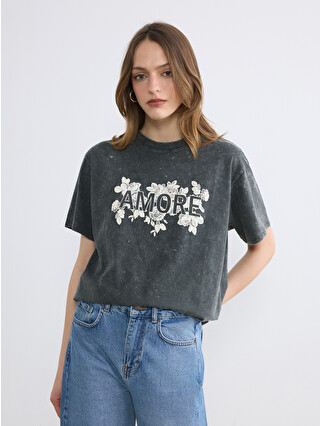 LCW Vision Crew Neck Printed Women's T-Shirt - S6K284Z8-DC4 - LC