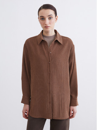 KADOYA ライディングシャツ ブラウン L LCW Modest Women's Corduroy Shirt Tunic - S6K869Z8-DJ7 | LC Waikiki