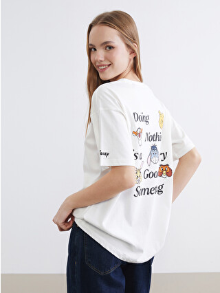 XSIDE Winnie the Pooh Baskılı %100 Pamuklu Kadın Tişört - S6KF56Z8