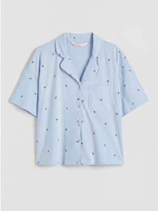 Açık Mavi Baskılı