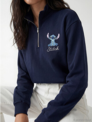 XSIDE Stitch Print Oversized Women's Thick Sweatshirt - S6KN08Z8