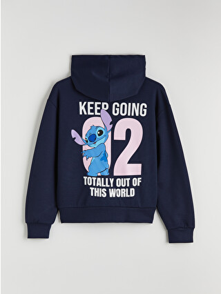 LCW Kids Lacivert Stitch Baskılı Kız Çocuk Soft Touch Fermuarlı