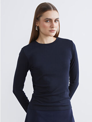 LCWAIKIKI Basic Lacivert Bisiklet Yaka Modal Karışımlı Kadın Body