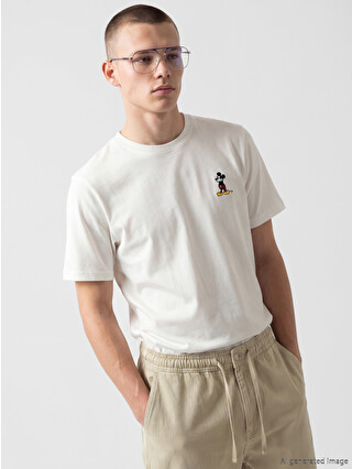 XSIDE Beyaz Mickey Mouse Baskılı Erkek Tişört - S6L035Z8-R9J | LCW