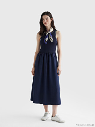 LCW Comfort Crew Neck Fitted Waist Dress - S6L186Z8-K7T | LC Waikiki