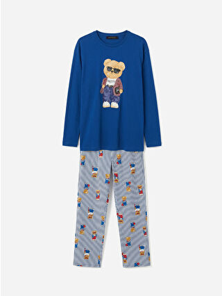 Açık Lacivert Baskılı