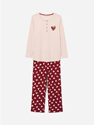 Koyu Kırmızı Baskılı