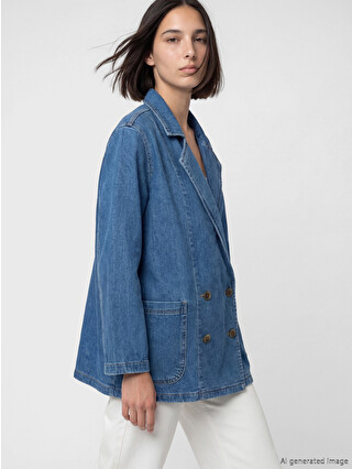 Natuvera Women's Cross-Front Denim Blazer Jacket - S6LE42Z8-YZA