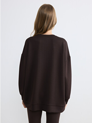 KOOR SPORT Kahverengi Soft Touch Oversize Kadın Sweatshirt
