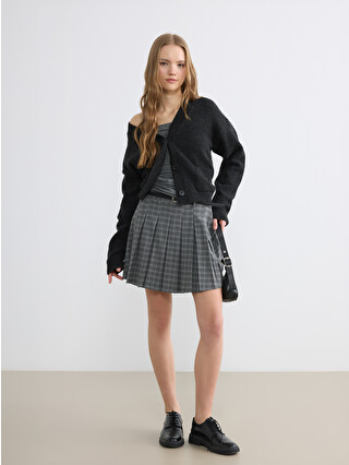XSIDE Belted Plaid Pleated Mini Skirt - S6LH96Z8-LMK | LC Waikiki