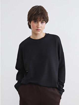 XSIDE Siyah Soft Touch Oversize Kadın Sweatshirt - S6LQ83Z8-CVL | LCW