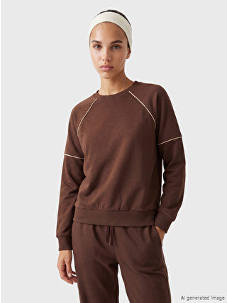 Natuvera Kahverengi Bisiklet Yaka Kadın Sweatshirt - S6M577Z8-ZZ0