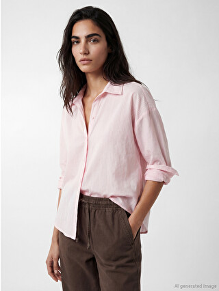 LCW Vision Embroidered Detailed Oversize Women's Shirt - S6ME85Z8