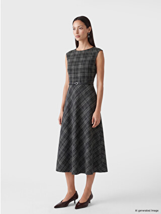 LCW Vision Belted, Bike-neck, Plaid, Sleeveless Dress. - S6MR48Z8