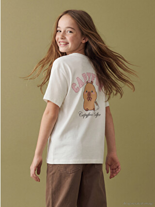 LCW Kids Capyfun Printed Girls' T-shirt - S6MV60Z4-R9J | LC Waikiki