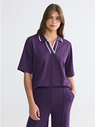 LCW EVERYDAY Mor Polo Yaka Soft Touch Kadın Tişört - S6N274Z8-HJX
