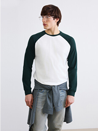 XSIDE Crew Neck Long Sleeve Color Block Men's T-shirt - S6NC21Z8
