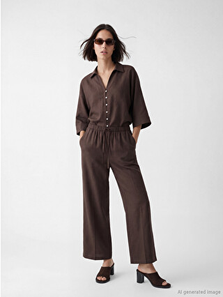 LCW Vision Elastic Waist Linen Blend Women's Trousers - S6NJ05Z8