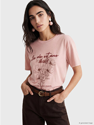 LCW Vision Oversize 100% Cotton Women's T-shirt - S6NL49Z8-FFK