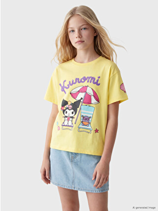 LCW Kids Crew Neck Kuromi Printed Girls' T-Shirt - S6O101Z4-FTR