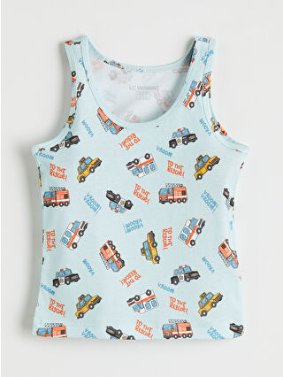 Açık Mavi Baskılı