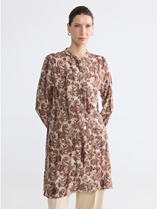 LCW Grace Grandad Collar Floral Women's Shirt Tunic - S6OB04Z8-LTD