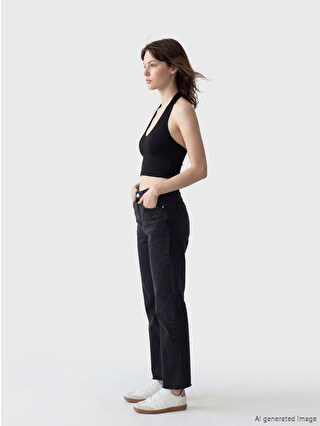 XSIDE Antrasit Crop Flare Kadın Jean Pantolon - S6OH19Z8-12M | LCW