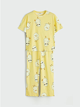 Pastel Sarı Baskılı