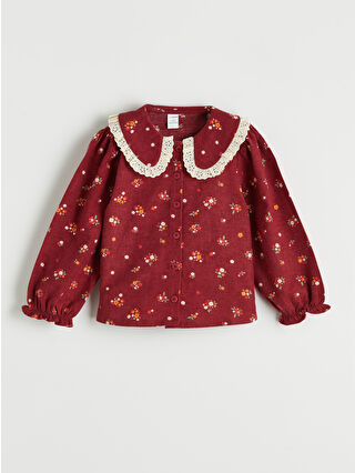 Koyu Kırmızı Baskılı