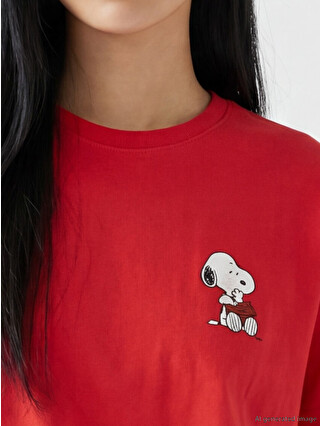 すぬページ XSIDE Snoopy Printed 100% Cotton Women's T-shirt - S6C186Z8-VW8
