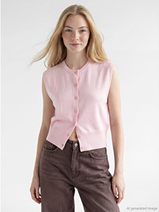 XSIDE Crew Neck Women's Knitwear Waistcoat - S6B264Z8-Z1C | LC Waikiki