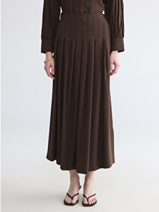 LCW Modest Modal Textured Pleated Skirt - S6D276Z8-ZMQ | LC Waikiki